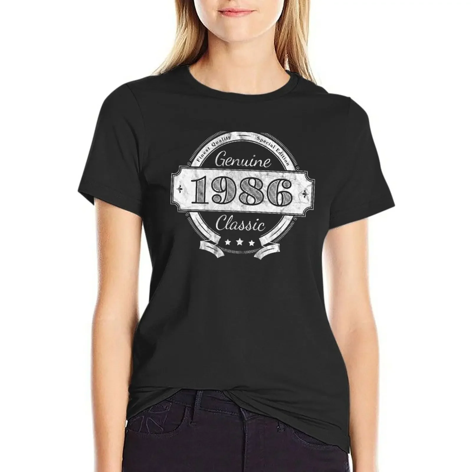 1986 Genuine T-Shirt animal print Female clothing cute clothes workout t shirts for Women
1986 Genuine T-Shirt animal print Female clothing cute clothes workout t shirts for Women