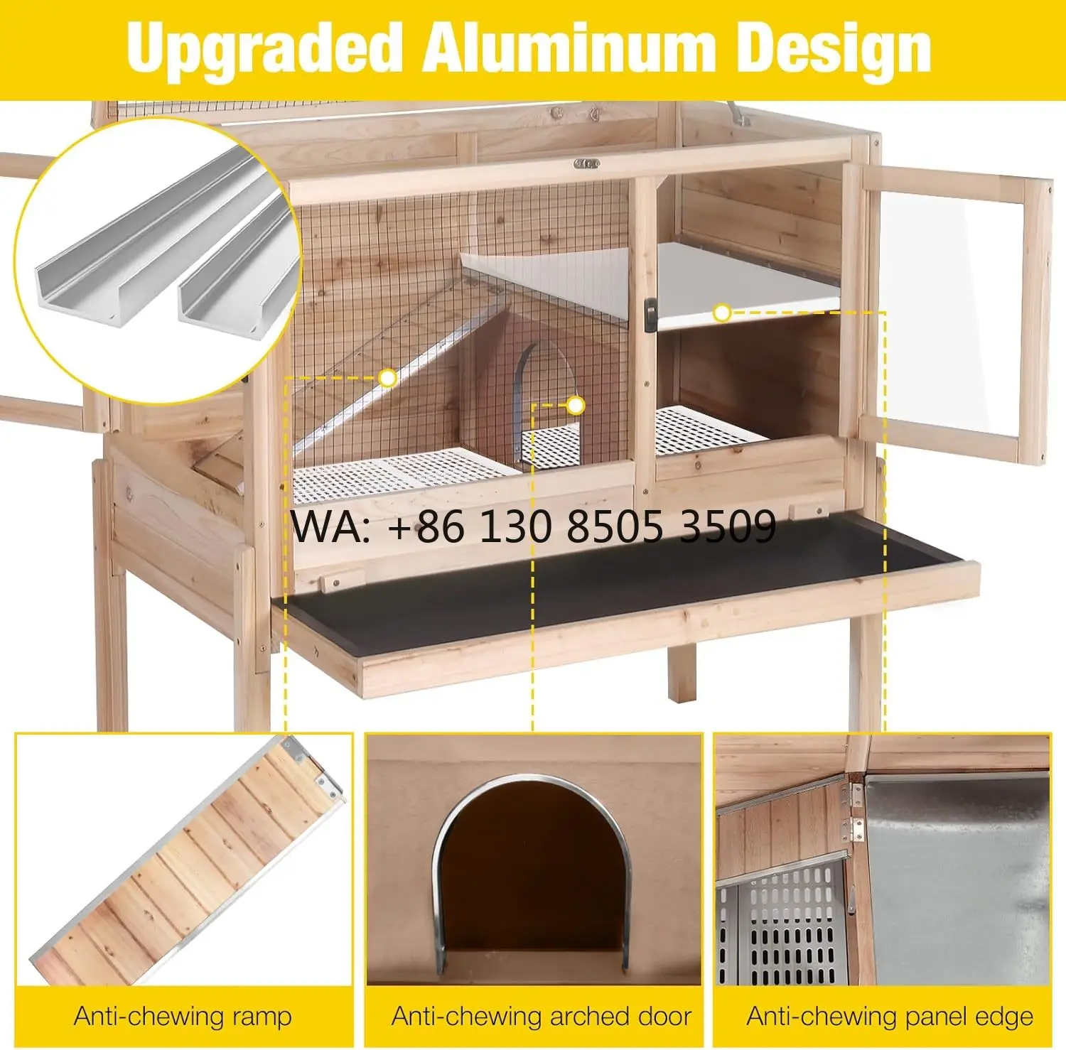 Anti Chewing Wooden Bunny Cage 2 Story Rabbit Hutch Removable Stand Guinea Pig Cage with Pull Out Tray
Anti Chewing Wooden Bunny Cage 2 Story Rabbit Hutch Removable Stand Guinea Pig Cage with Pull Out Tray