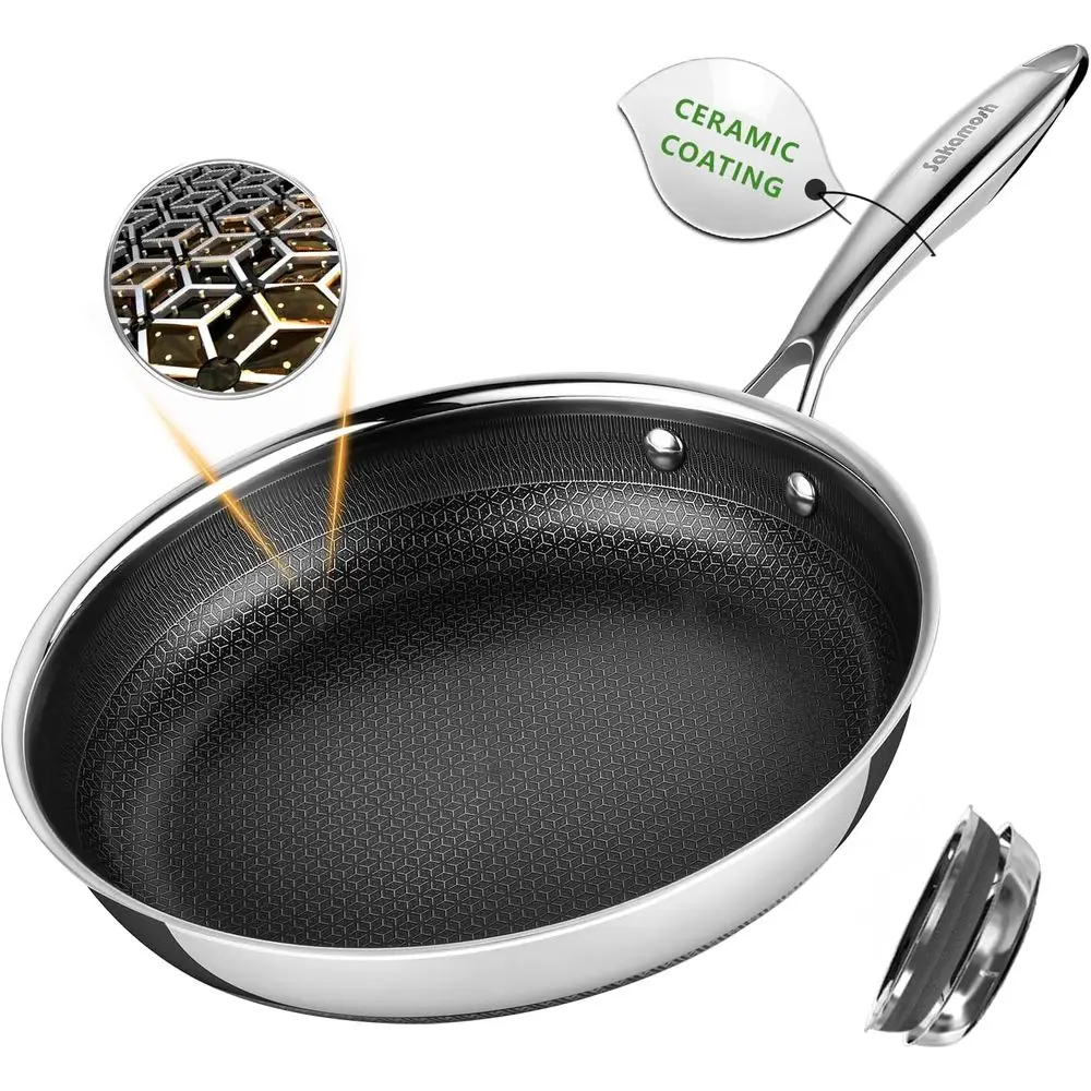 Сковорода с антипригарным покрытием 9.5, из нержавеющей стали, керамическая, с ручкой, которая не нагревается, нетоксичная, можно мыть в посудомоечной машине, подходит для индукционных плит
Сковорода с антипригарным покрытием 9.5, из нержавеющей стали, керамическая, с ручкой, которая не нагревается, нетоксичная, можно мыть в посудомоечной машине, подходит для индукционных плит