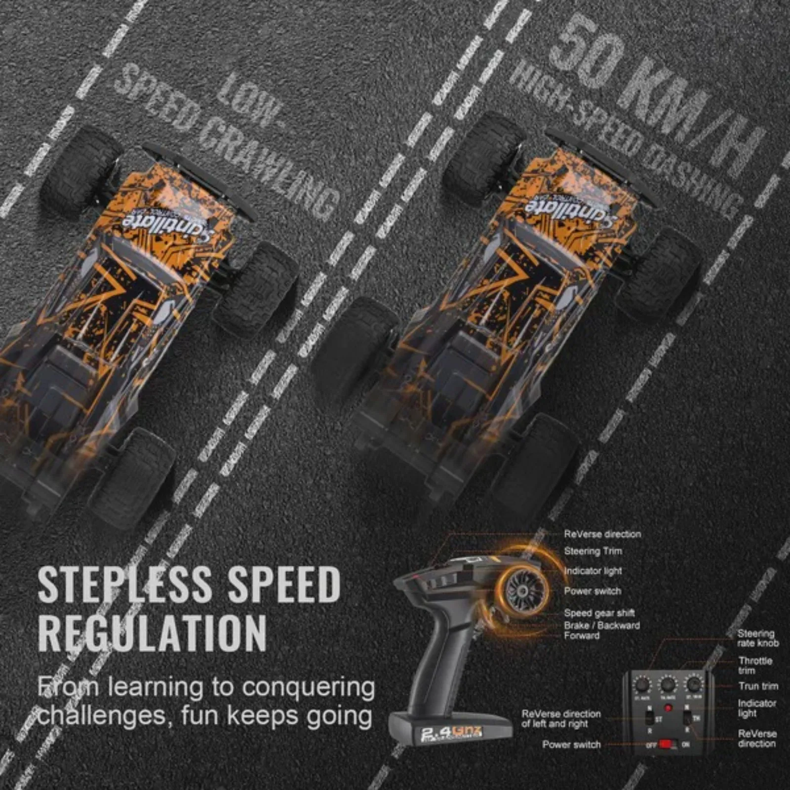 Remote Control Car 1:10 Scale RC Car for Kids All Terrain 4WD Off-Road Truck with 45° Wheelie & Adjustable Speed 50 km/h High-Speed Hobby RC Racing Car Toy Ideal Gift for 8+ Year Kids IPX4
Remote Control Car 1:10 Scale RC Car for Kids All Terrain 4WD Off-Road Truck with 45° Wheelie & Adjustable Speed 50 km/h High-Speed Hobby RC Racing Car Toy Ideal Gift for 8+ Year Kids IPX4