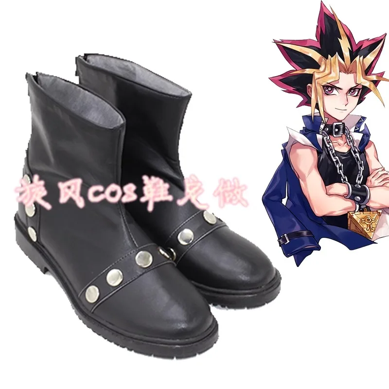 Yu Gi Oh GX Yugi Muto Косплей Костюм Обувь Черные кожаные ботинки ручной работы Обувь 
Yu Gi Oh GX Yugi Muto Косплей Костюм Обувь Черные кожаные ботинки ручной работы Обувь