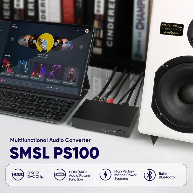 SMSL PS100 Multifunctional Audio Converter HDMI ARC ES9023 DAC Chip Audio Converter High Peformance Power for Home Car Music
SMSL PS100 Multifunctional Audio Converter HDMI ARC ES9023 DAC Chip Audio Converter High Peformance Power for Home Car Music