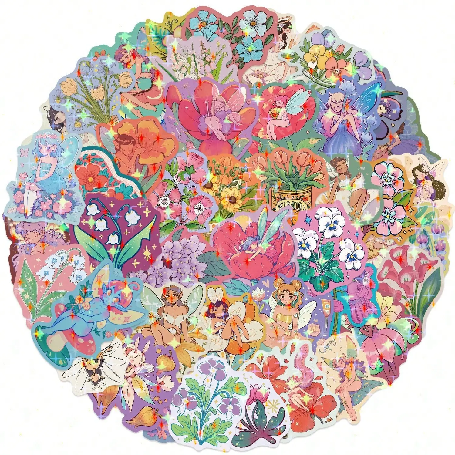 50 Flower Fairy Stickers DIY Decorative Mobile Phone Case Water Cup Guitar Cartoon PVC Star Film Waterproof Sticker
50 Flower Fairy Stickers DIY Decorative Mobile Phone Case Water Cup Guitar Cartoon PVC Star Film Waterproof Sticker