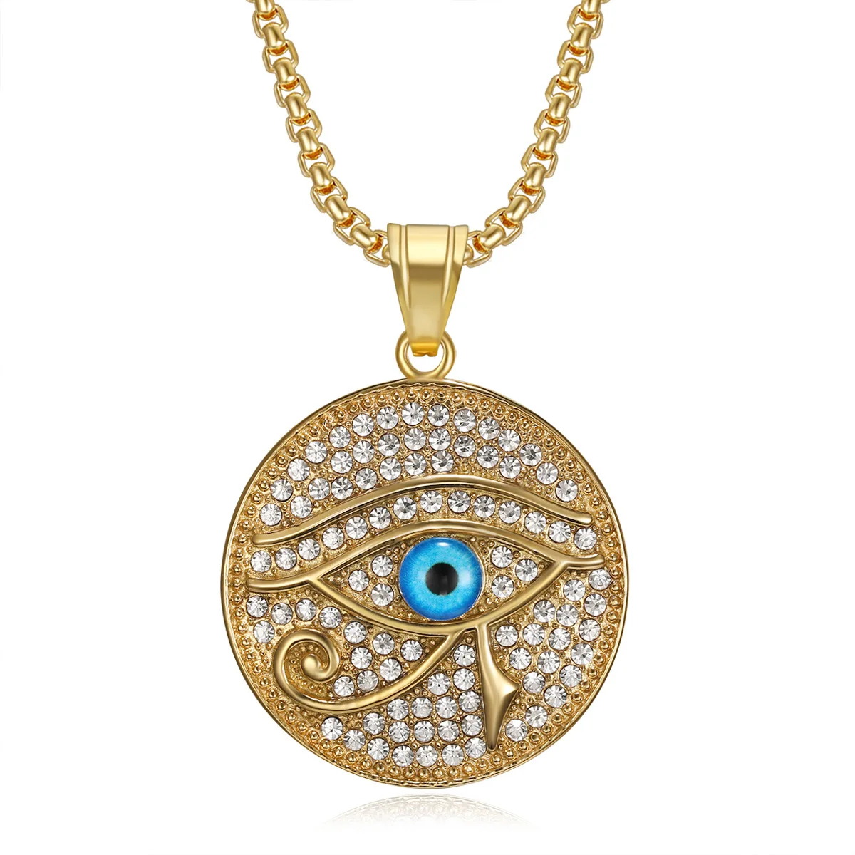 New Stainless Steel Horus Eye Pendant Necklace HIPHOP Jewelry Gold-plated Zircon Pendant Necklace Man's Accessory Gift
New Stainless Steel Horus Eye Pendant Necklace HIPHOP Jewelry Gold-plated Zircon Pendant Necklace Man's Accessory Gift