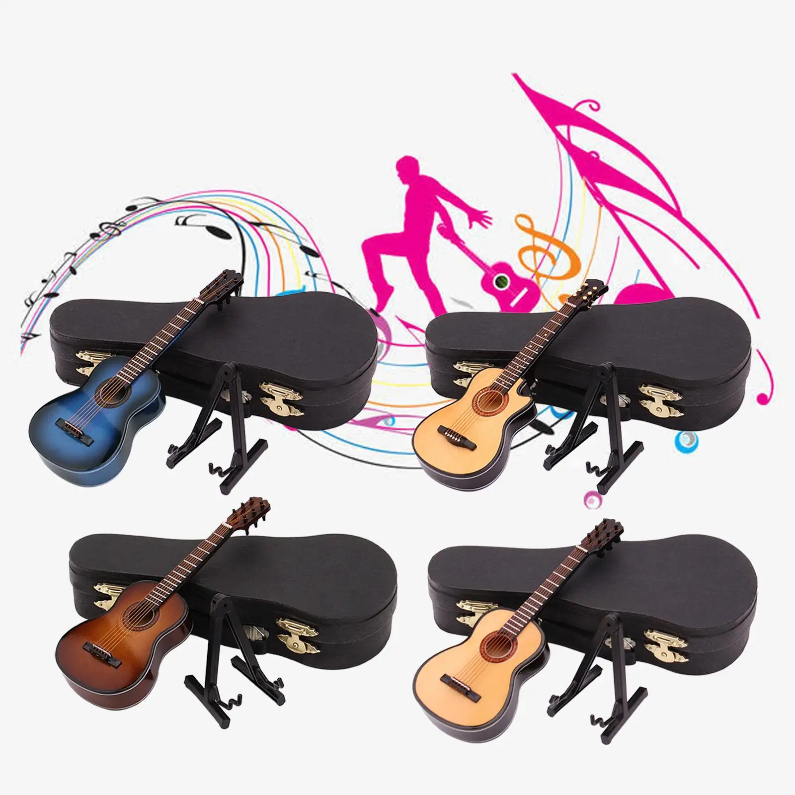 Mini Guitar Model with Stand and Case Boys Girls Gifts Collection Wood Classcial 1:12 Musical Instrument for Dollhouse Decor
Mini Guitar Model with Stand and Case Boys Girls Gifts Collection Wood Classcial 1:12 Musical Instrument for Dollhouse Decor