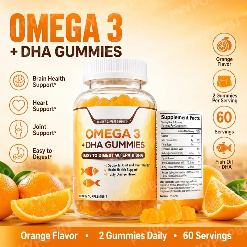 Fish Oil Omega 3 Gummies High Absorption DHA EPA Formula Soft Chew Supplement Orange Flavor Fish Oil Natures Vitamin 60 Gummies
Fish Oil Omega 3 Gummies High Absorption DHA EPA Formula Soft Chew Supplement Orange Flavor Fish Oil Natures Vitamin 60 Gummies
