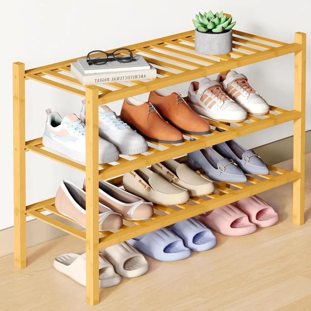 Bamboo Shoe Rack for Closet, 3 Tier Wooden Stackable Shoe Organizer, Free Standing Shoes Storage Shelf for Entryway, Front
Bamboo Shoe Rack for Closet, 3 Tier Wooden Stackable Shoe Organizer, Free Standing Shoes Storage Shelf for Entryway, Front