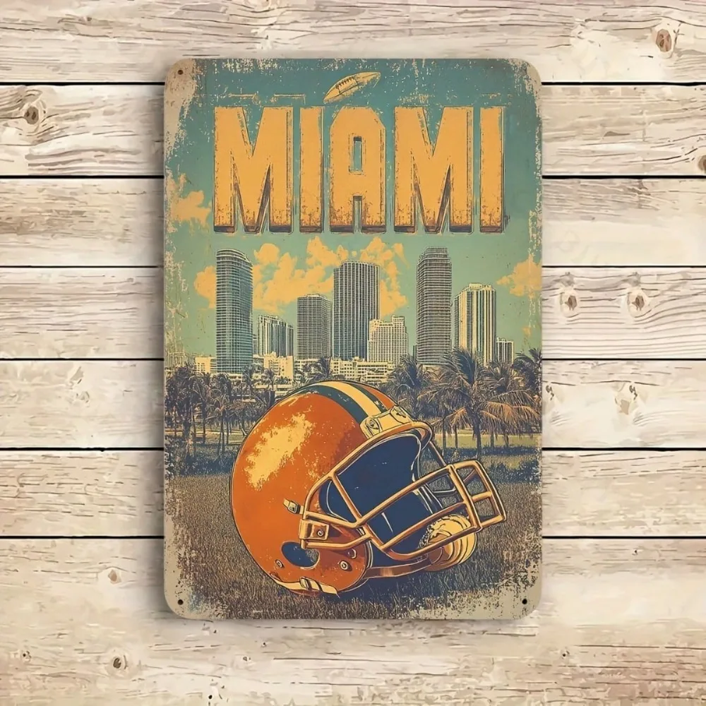 Vintage Miami Football Metal Sign Retro Aluminum Wall Decor Outdoor Indoor Art Weather-Resistant Wall Sculpture
Vintage Miami Football Metal Sign Retro Aluminum Wall Decor Outdoor Indoor Art Weather-Resistant Wall Sculpture