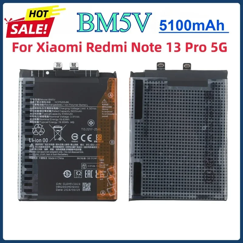 2 шт., 5100 мАч, сменный аккумулятор BM5V для Xiaomi Redmi Note 13 Pro 5G, аккумулятор для телефона, аккумуляторы высокого качества
2 шт., 5100 мАч, сменный аккумулятор BM5V для Xiaomi Redmi Note 13 Pro 5G, аккумулятор для телефона, аккумуляторы высокого качества