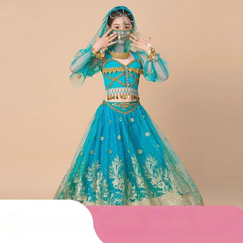 Детский комплект принцессы для танца живота для девочек, индийское платье для восточного и индийского танца, костюм для выступлений для девочек, детский сценический наряд Болливуда
Детский комплект принцессы для танца живота для девочек, индийское платье для восточного и индийского танца, костюм для выступлений для девочек, детский сценический наряд Болливуда