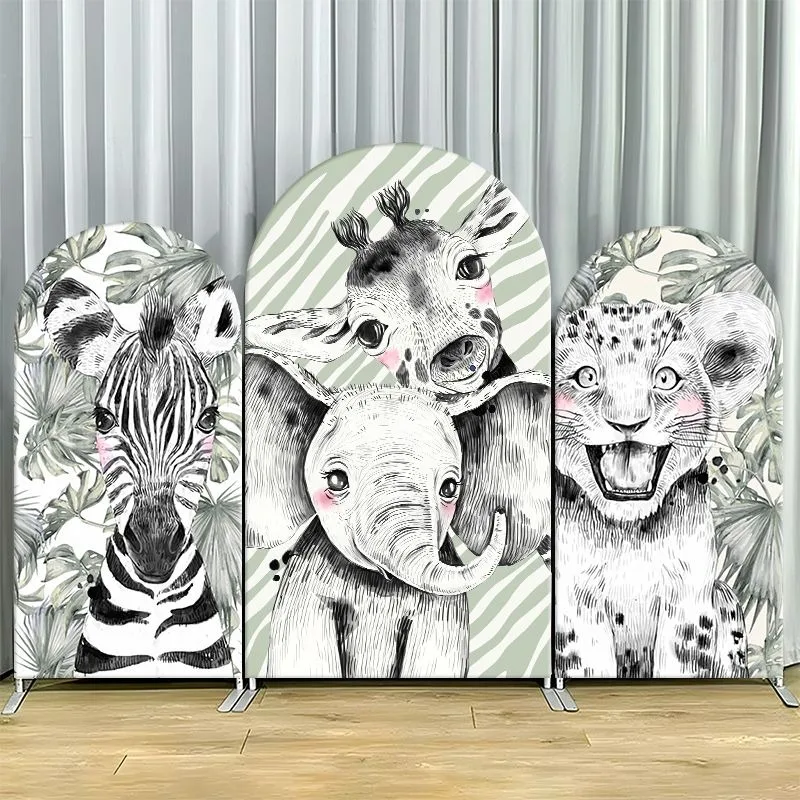 Single Side Arch Backdrop Cover Jungle Animal Theme with Zebra and Elephant for Parties
Single Side Arch Backdrop Cover Jungle Animal Theme with Zebra and Elephant for Parties
