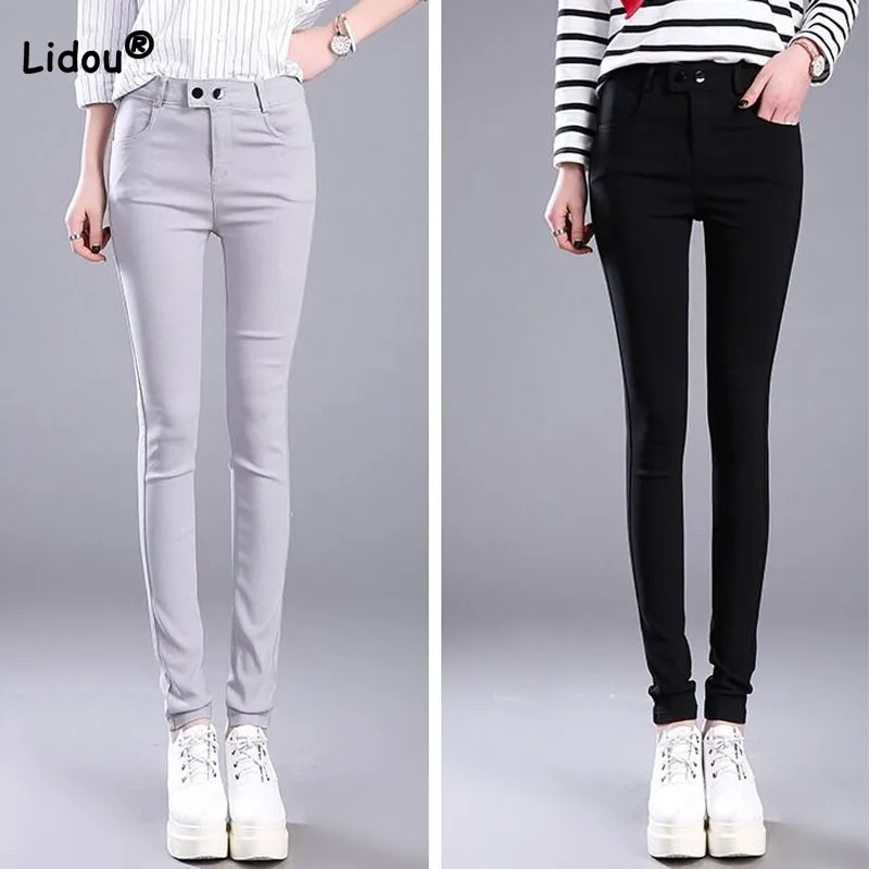 Fashion Slim Elastic High Waist Button Pencil Pants Women's Clothing Commuter Female Solid Color All-match Pockets Trousers
Fashion Slim Elastic High Waist Button Pencil Pants Women's Clothing Commuter Female Solid Color All-match Pockets Trousers