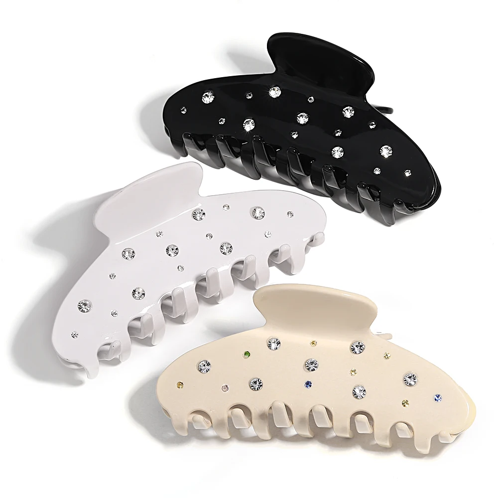 Luxury Inlaid Rhinestones Acetate Solid Color Shark Hairpin New Geometric Fixed Thick Hair Clip Claw Accessorie For Women Girls
Luxury Inlaid Rhinestones Acetate Solid Color Shark Hairpin New Geometric Fixed Thick Hair Clip Claw Accessorie For Women Girls
