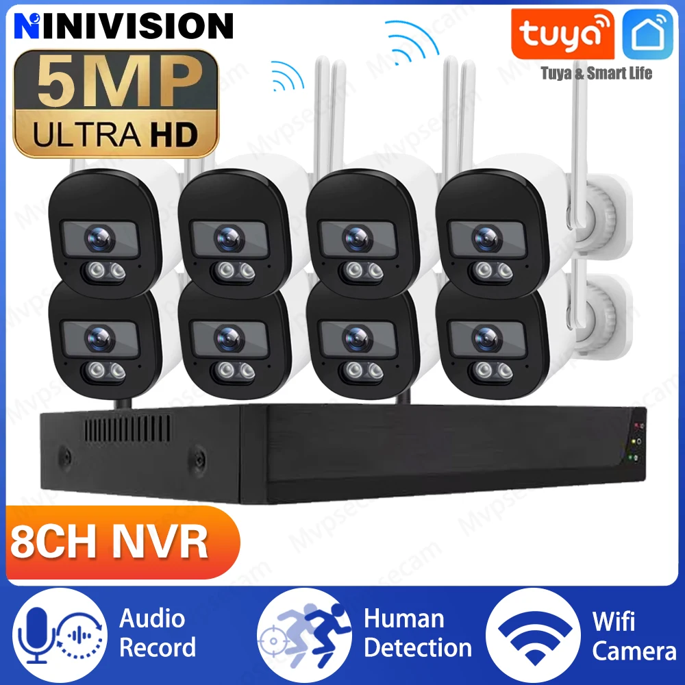Tuya 8CH 5MP WIFI Wireless Video Security System Color Night Vision Outdoor Surveillance IP Camera Audio Recording AI Detection
Tuya 8CH 5MP WIFI Wireless Video Security System Color Night Vision Outdoor Surveillance IP Camera Audio Recording AI Detection