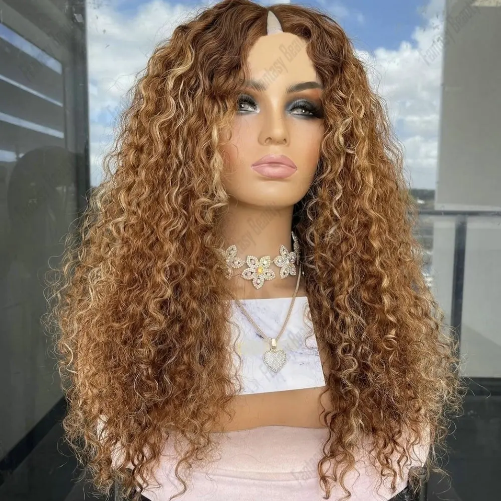 Hightlight Blonde Brown Kinky Curly V Part Wigs 100% Human Hair Preplucked Glueless U Part Wigs Human Hair Wig European Hair Wig
Hightlight Blonde Brown Kinky Curly V Part Wigs 100% Human Hair Preplucked Glueless U Part Wigs Human Hair Wig European Hair Wig