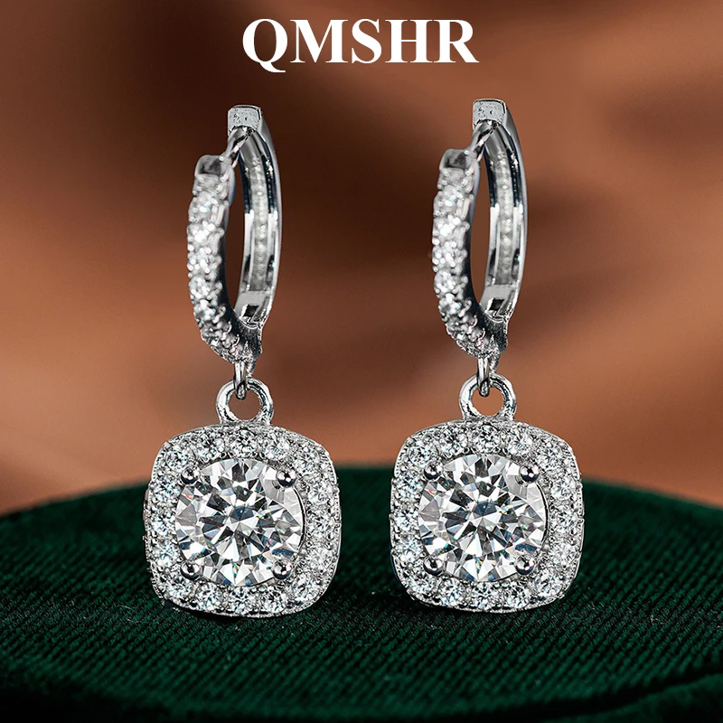 QMSHR Luxury Moissanite Drop Earrings 925 Sterling Silver Cushion Cut Halo Dangle Jewelry for Women Wedding Gift
QMSHR Luxury Moissanite Drop Earrings 925 Sterling Silver Cushion Cut Halo Dangle Jewelry for Women Wedding Gift