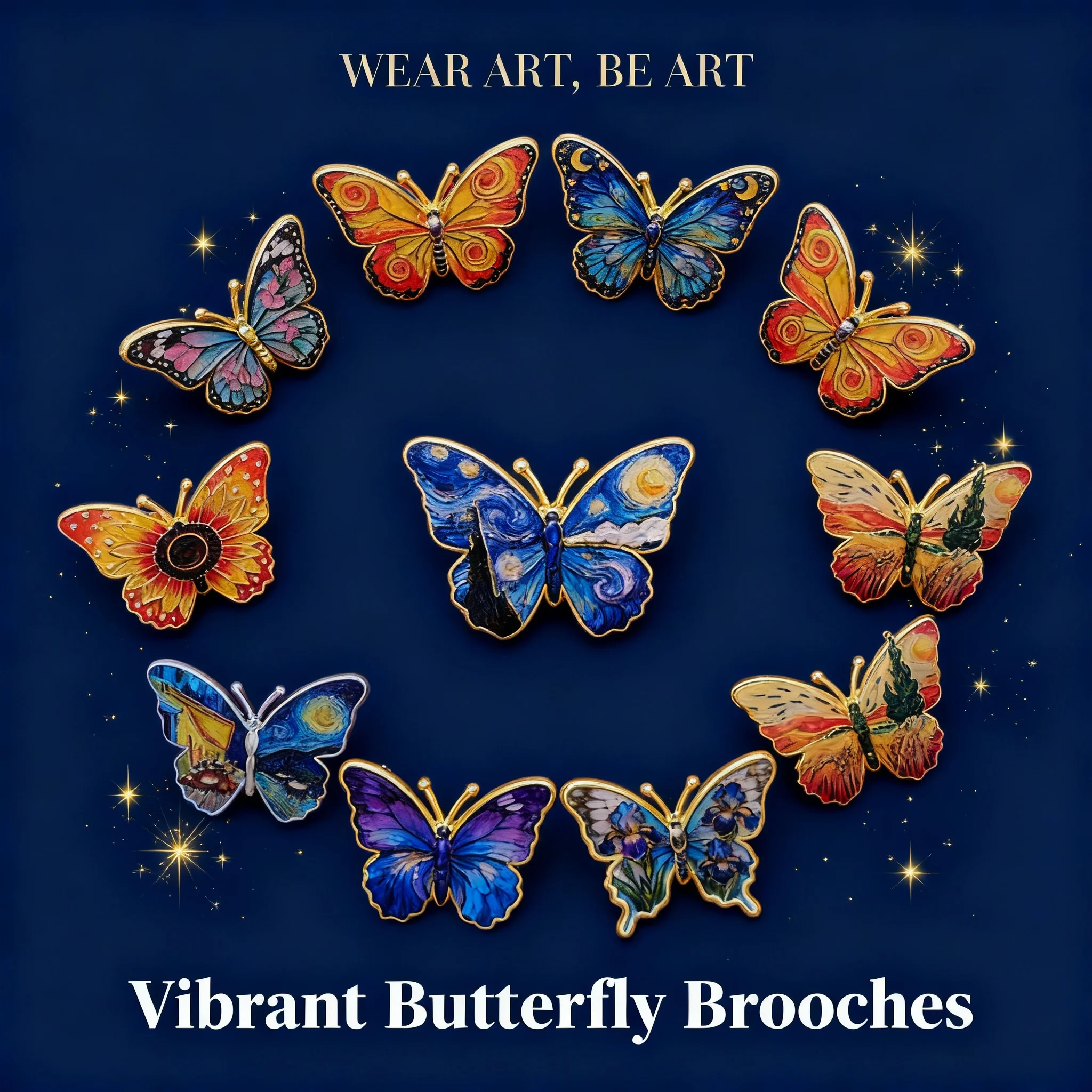 Van Gogh butterfly brooch pin clothing backpack accessories alloy badge hot selling wholesale stock
Van Gogh butterfly brooch pin clothing backpack accessories alloy badge hot selling wholesale stock