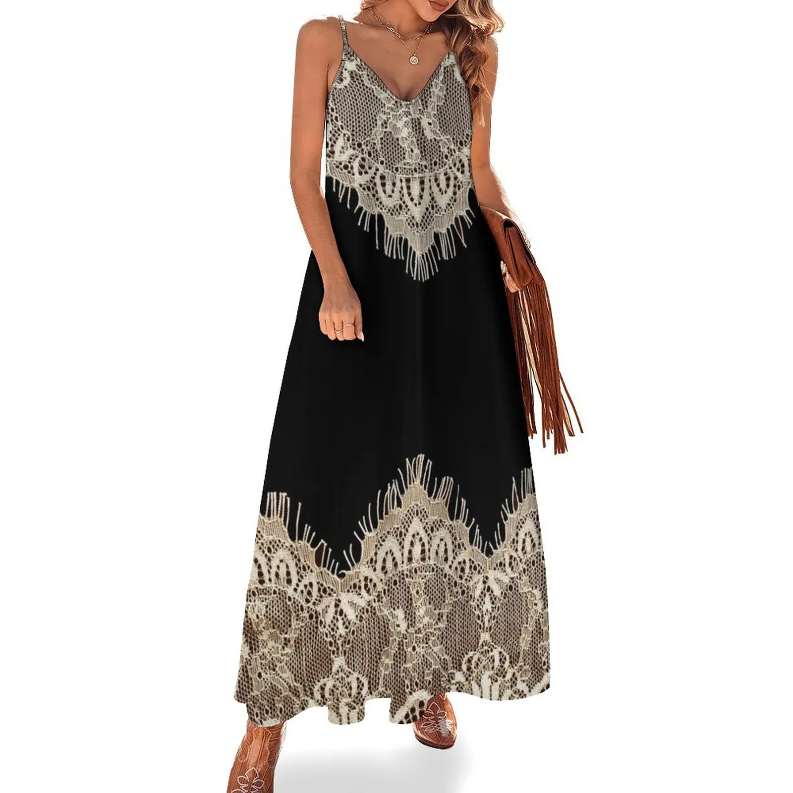 Black and Gold lace pattern Sleeveless Dress womans clothing summer dress woman 2025 trendy summer dress korean women
Black and Gold lace pattern Sleeveless Dress womans clothing summer dress woman 2025 trendy summer dress korean women