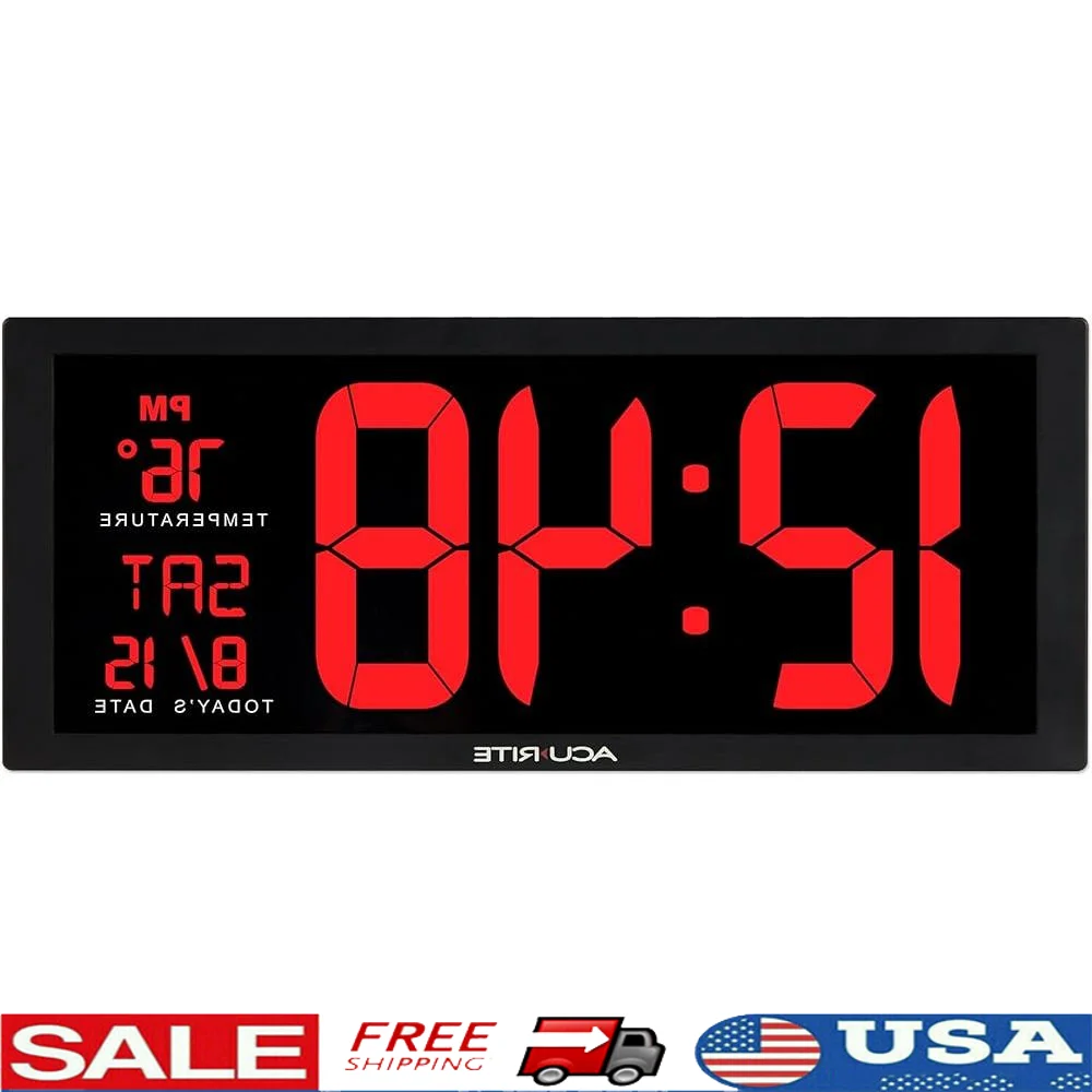 Oversized Digital Wall Clock with Bold Numbers Date and Temperature Feature Perfect Indoor Use in Home Office or Gym
Oversized Digital Wall Clock with Bold Numbers Date and Temperature Feature Perfect Indoor Use in Home Office or Gym