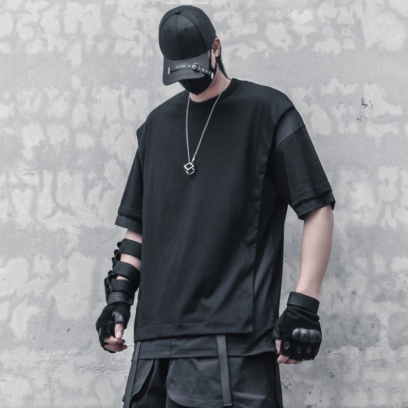 ARENS Hip Hop Dark T-Shirt Men 2023 Summer Fake two Pieces Ribbon Design Streetwear Tshirts Cotton Tops Tees Techwear Black
ARENS Hip Hop Dark T-Shirt Men 2023 Summer Fake two Pieces Ribbon Design Streetwear Tshirts Cotton Tops Tees Techwear Black