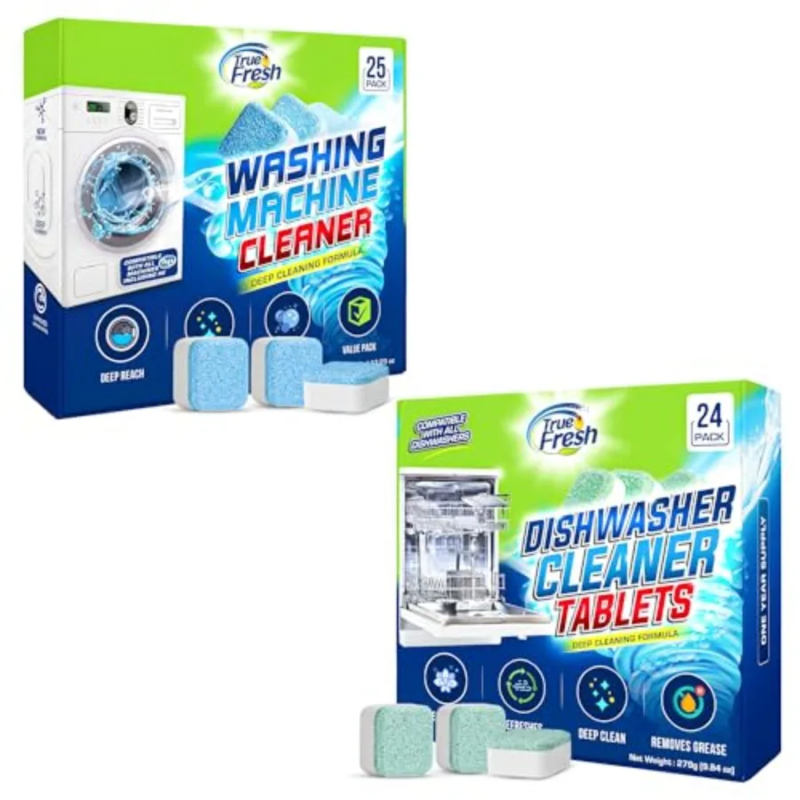 Washing Machine and Dishwasher Cleaner Tablets - 48-Pack Bundle Compatible with Front Loader Top Loader and He Machines and all
Washing Machine and Dishwasher Cleaner Tablets - 48-Pack Bundle Compatible with Front Loader Top Loader and He Machines and all