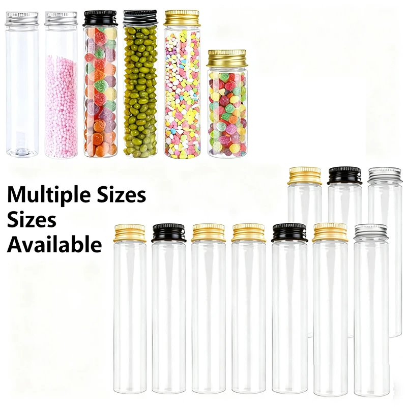 50Pcs 30ml-110ml Mini Empty Aluminum Cap Clear Plastic Test Tube Bottles Refillable Sample Container For DIY Candy Spice Cooky
50Pcs 30ml-110ml Mini Empty Aluminum Cap Clear Plastic Test Tube Bottles Refillable Sample Container For DIY Candy Spice Cooky