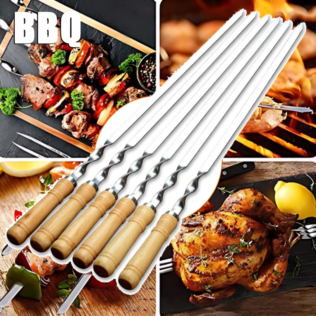 12Pcs Stainless Steel Barbecue Skewers Long Handle 55cm Wooden Barbecue Handle Large Flat Stick Outdoor Picnic Barbecue Tools
12Pcs Stainless Steel Barbecue Skewers Long Handle 55cm Wooden Barbecue Handle Large Flat Stick Outdoor Picnic Barbecue Tools