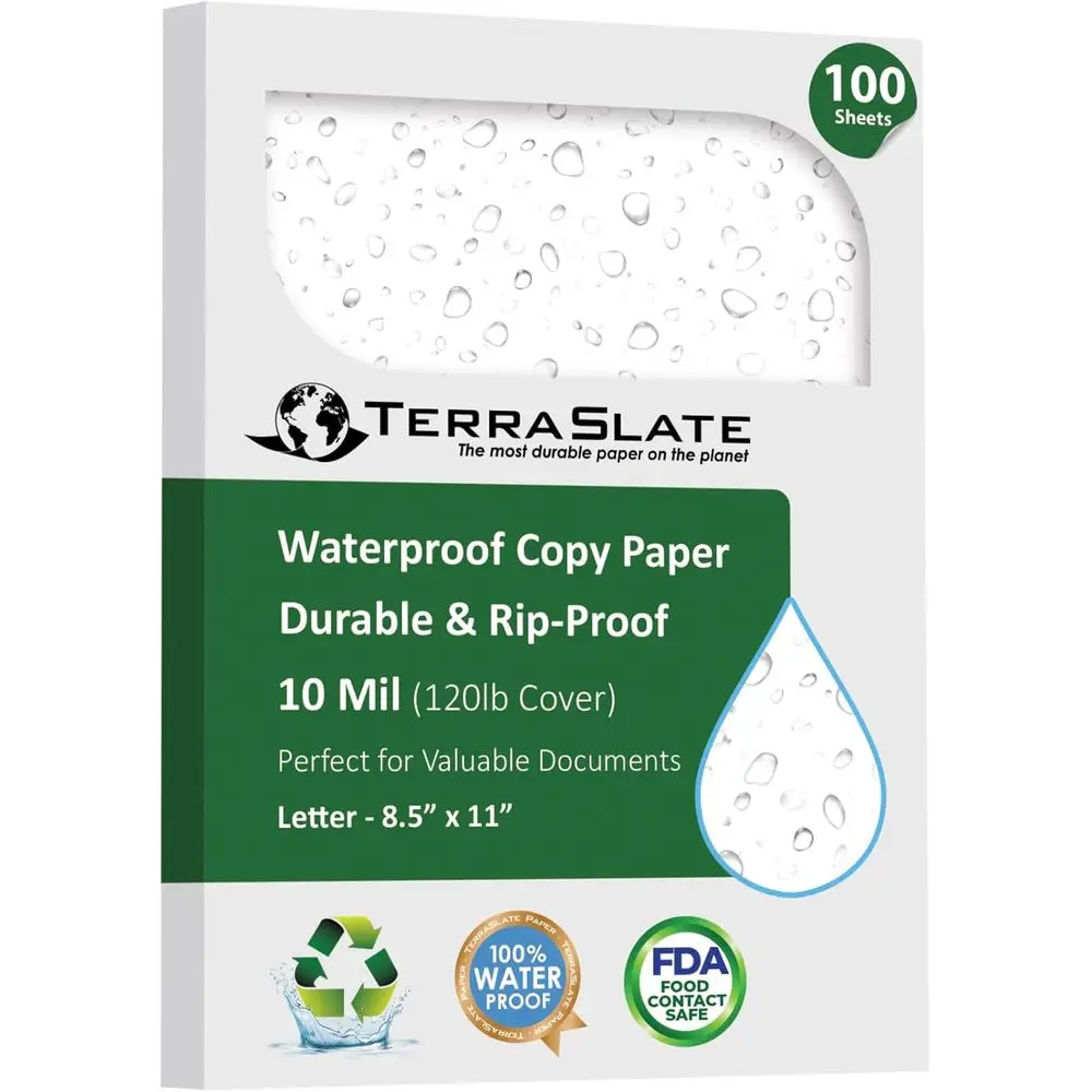 10 MIL Thick, 8.5x11 Inches, Premium Waterproof Paper, 100 Sheets, Bright White
10 MIL Thick, 8.5x11 Inches, Premium Waterproof Paper, 100 Sheets, Bright White