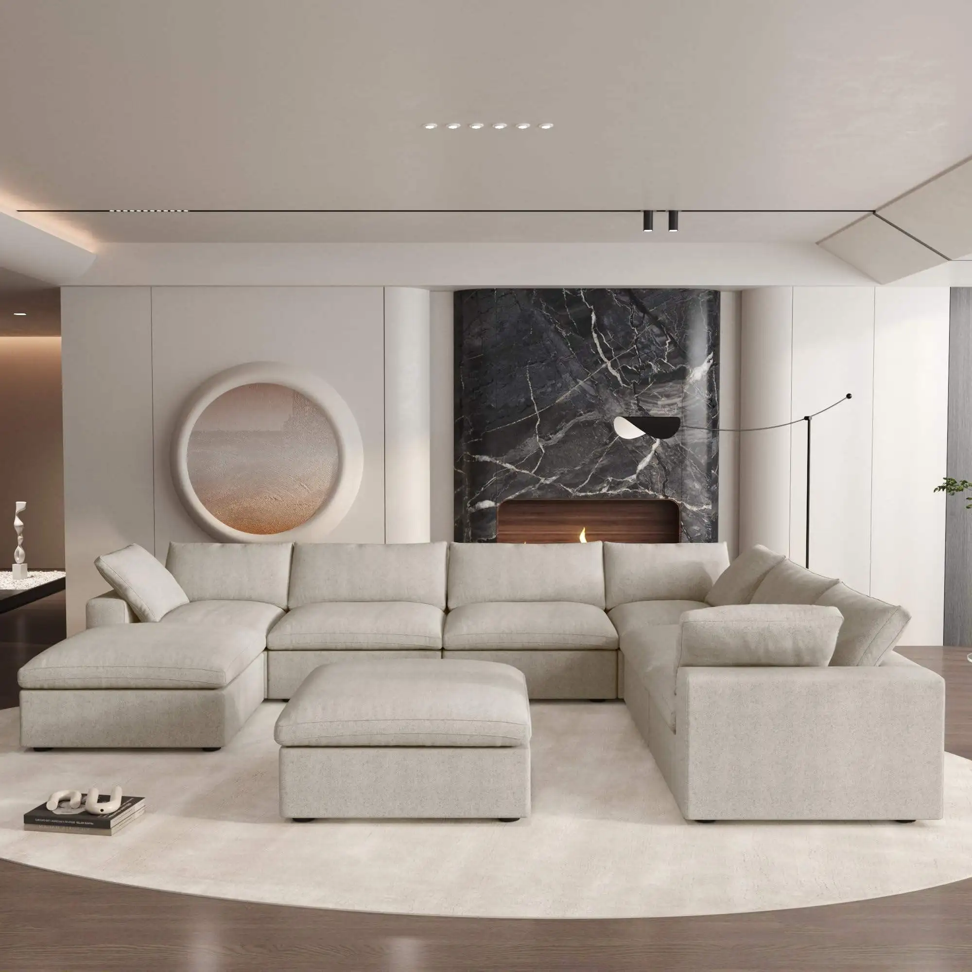 &* Living Room Apartment Hotel Furniture Soft Cloud Nordic Style L-Shape Sofa Bed Premium Khaki Multi Seater Modular Sofa Set
&* Living Room Apartment Hotel Furniture Soft Cloud Nordic Style L-Shape Sofa Bed Premium Khaki Multi Seater Modular Sofa Set