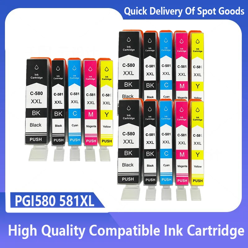 Compatible Ink Cartridges PGI580 CLI581 pgi 580 581 For Canon Pixma TS705 TR7550 TR8550 TS6150 TS6250 TS8150 TS8250 Printer
Compatible Ink Cartridges PGI580 CLI581 pgi 580 581 For Canon Pixma TS705 TR7550 TR8550 TS6150 TS6250 TS8150 TS8250 Printer
