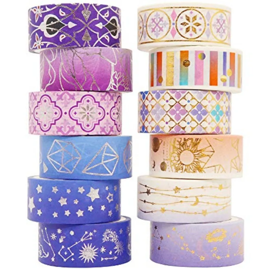 Galaxy Washi Tape Set Purple Stars Decorative Tapes Silver Gold Foil Masking for Arts, DIY Crafts, Journal Supplies, Planners,
Galaxy Washi Tape Set Purple Stars Decorative Tapes Silver Gold Foil Masking for Arts, DIY Crafts, Journal Supplies, Planners,