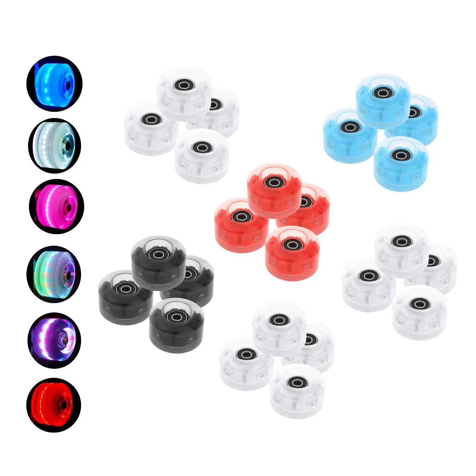 Indoor Outdoor Roller Skate Wheels Luminous PU with Free Rolling Bearings for Quad Skate Training
Indoor Outdoor Roller Skate Wheels Luminous PU with Free Rolling Bearings for Quad Skate Training