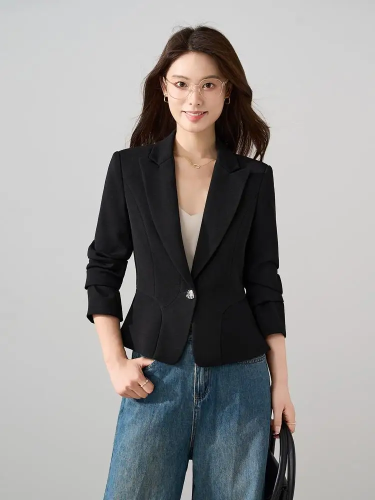Autumn Winter Black Beige Single Button Long Sleeved Blazer Coat Korean Women Red Elegant Holiday Versatile Tops Jacket Popular
Autumn Winter Black Beige Single Button Long Sleeved Blazer Coat Korean Women Red Elegant Holiday Versatile Tops Jacket Popular