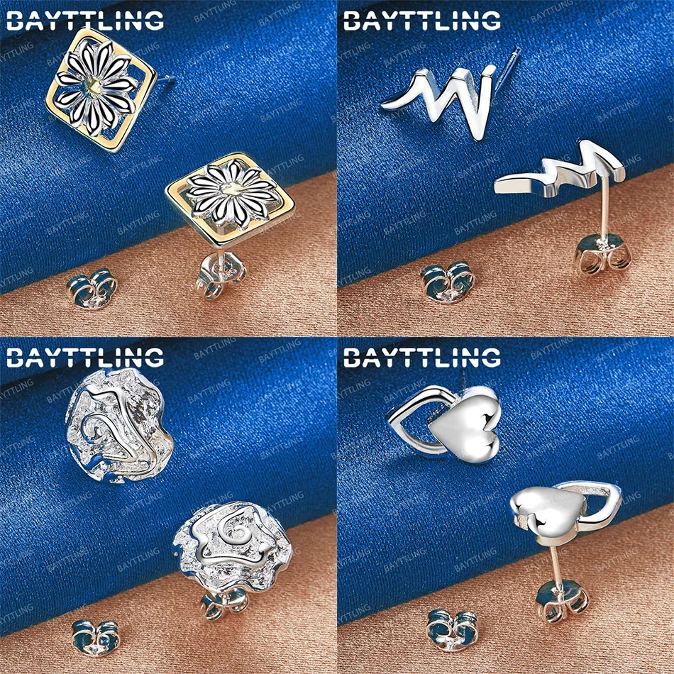 Luxury 925 Sterling Silver Simple Heart Shape Rose Flower Earrings Women Wedding Gift Jewelry Accessories
Luxury 925 Sterling Silver Simple Heart Shape Rose Flower Earrings Women Wedding Gift Jewelry Accessories