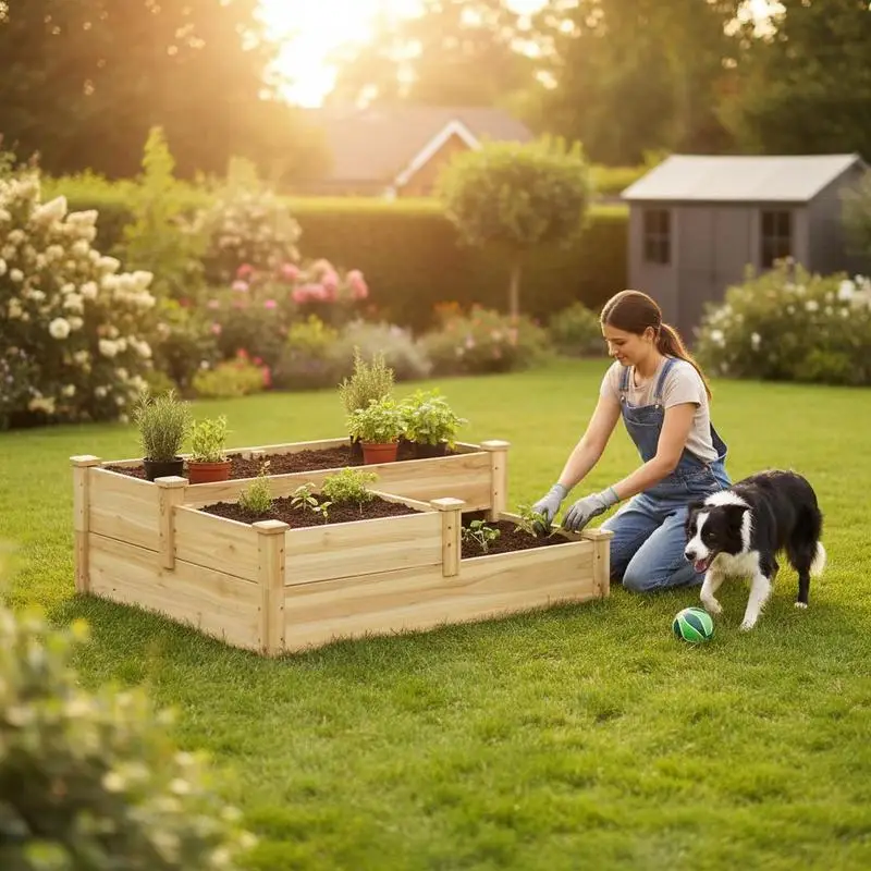Tiered Elevated Growing Frame 42.5" x 34.75" x 14.25" For Backyard Patio Balcony, Fir Wood Structure Open Bottom Design Tripl
Tiered Elevated Growing Frame 42.5" x 34.75" x 14.25" For Backyard Patio Balcony, Fir Wood Structure Open Bottom Design Tripl