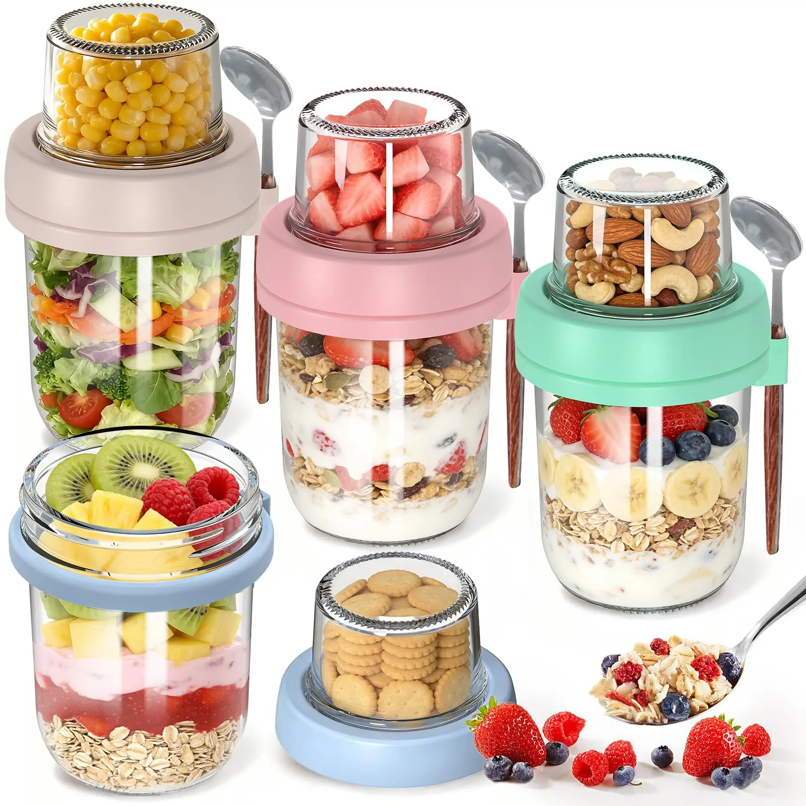 4 Pack Overnight Oats Containers with Lids and Spoons, 20 oz (16+4) Overnight Oats Jars with Dry and Wet Separation for Oatmeal
4 Pack Overnight Oats Containers with Lids and Spoons, 20 oz (16+4) Overnight Oats Jars with Dry and Wet Separation for Oatmeal