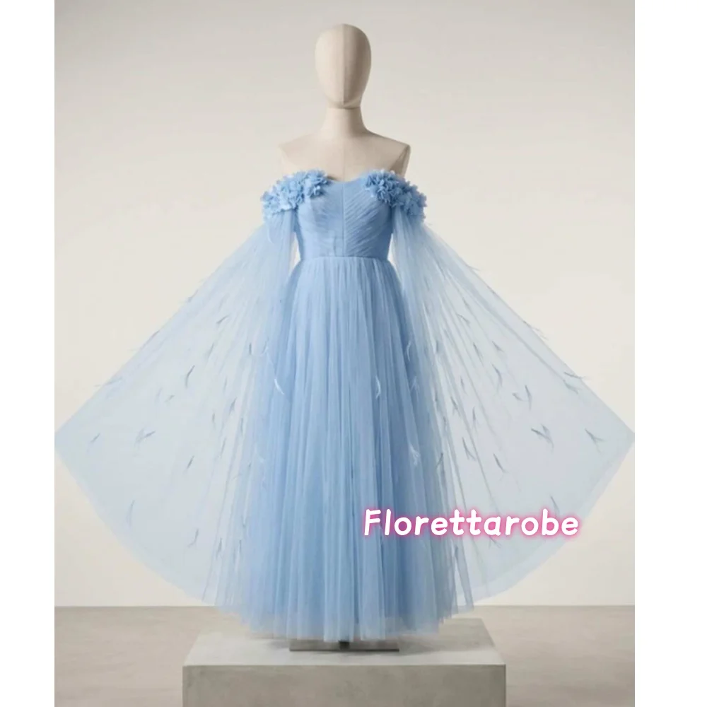 Princess Customized Flower Prom Dress For Wedding Off Shoulder Feathers Organza Puffy Birthday Party Light Blue Evening Gowns
Princess Customized Flower Prom Dress For Wedding Off Shoulder Feathers Organza Puffy Birthday Party Light Blue Evening Gowns