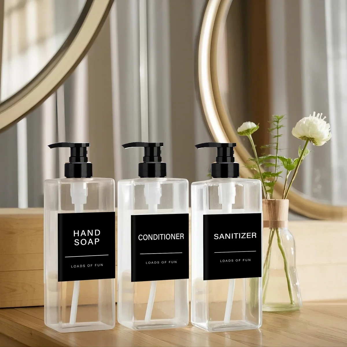 500ml Square Clear Soap Dispenser Set Waterproof Black Labels Empty Hand Pump Bottle Refillable Liquid Lotion Shampoo Container
500ml Square Clear Soap Dispenser Set Waterproof Black Labels Empty Hand Pump Bottle Refillable Liquid Lotion Shampoo Container