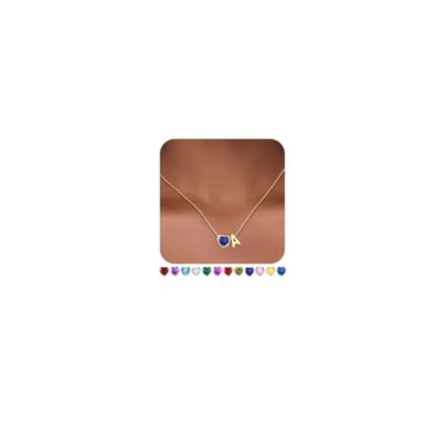 Heart Birthstone Initial Necklace for Women Girls, 14K Gold Plated Heart Letter A-Z Necklace Birthday Trendy Jewelry Gifts for
Heart Birthstone Initial Necklace for Women Girls, 14K Gold Plated Heart Letter A-Z Necklace Birthday Trendy Jewelry Gifts for