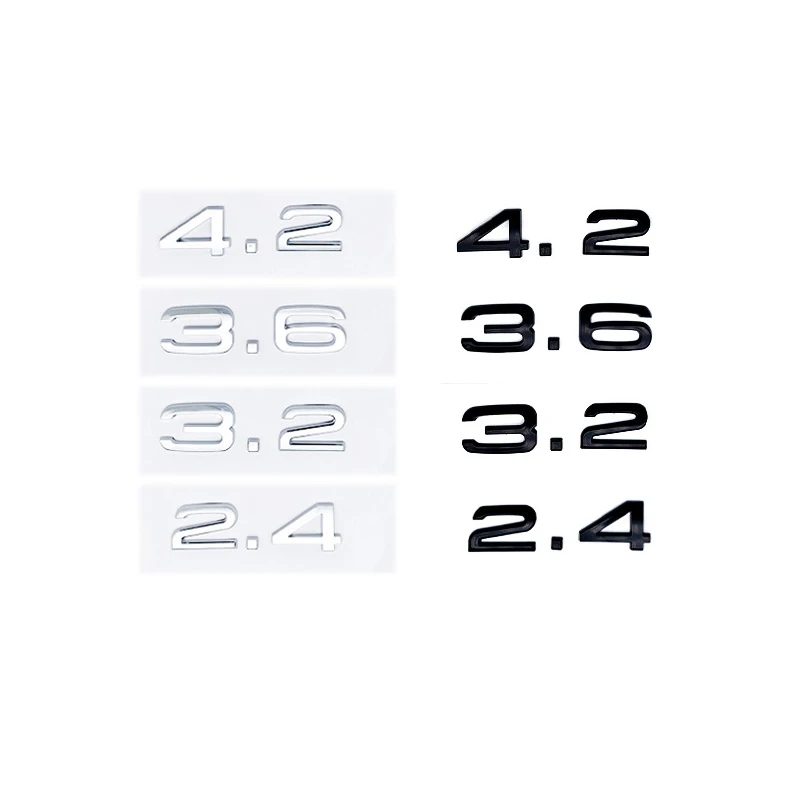 3D 2.4/3.6/4.2L Engine Badge Emblem - ABS Adhesive Sticker for Audi A4/A5/A6/A7/A8/Q3/Q5/Q7 Trunk/Tailgate/Fender/Door
3D 2.4/3.6/4.2L Engine Badge Emblem - ABS Adhesive Sticker for Audi A4/A5/A6/A7/A8/Q3/Q5/Q7 Trunk/Tailgate/Fender/Door