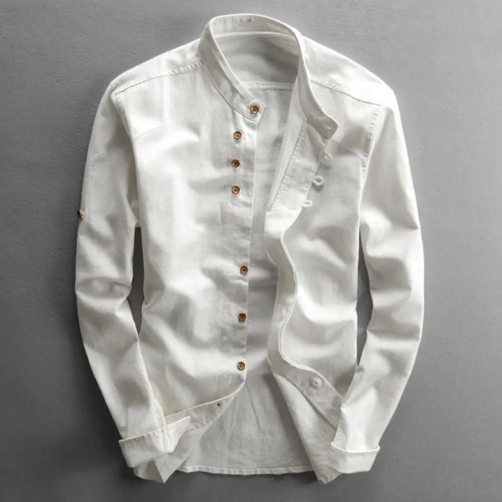 Men Casual Shirt Loose Men Solid Color Long Sleeve Shirt Button Shirts Vintage Stand Up Collar Slim Fit Mid Length Buttons Shirt
Men Casual Shirt Loose Men Solid Color Long Sleeve Shirt Button Shirts Vintage Stand Up Collar Slim Fit Mid Length Buttons Shirt