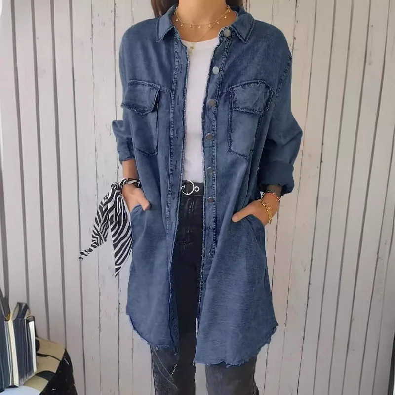 Spring Casual Solid Long Denim Jacket Women Sexy Single Breasted Lapel Shirt Coat Fall Long Sleeve Loose Cowboy Cardigan Outwear
Spring Casual Solid Long Denim Jacket Women Sexy Single Breasted Lapel Shirt Coat Fall Long Sleeve Loose Cowboy Cardigan Outwear