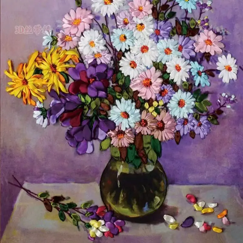 60x50cm DIY 3D Ribbon Cross Stitch Kit Needlework Embroidery Set Vase Flower Floral Painting Wall Decor Wedding Gift
60x50cm DIY 3D Ribbon Cross Stitch Kit Needlework Embroidery Set Vase Flower Floral Painting Wall Decor Wedding Gift