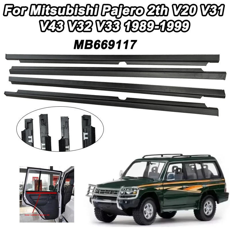 4 шт., уплотнительная накладка на дверное стекло для Mitsubishi Monteros Pajero 2th V20 V31 V43 V32 V33 1989-1999, водонепроницаемая уплотнительная лента
4 шт., уплотнительная накладка на дверное стекло для Mitsubishi Monteros Pajero 2th V20 V31 V43 V32 V33 1989-1999, водонепроницаемая уплотнительная лента
