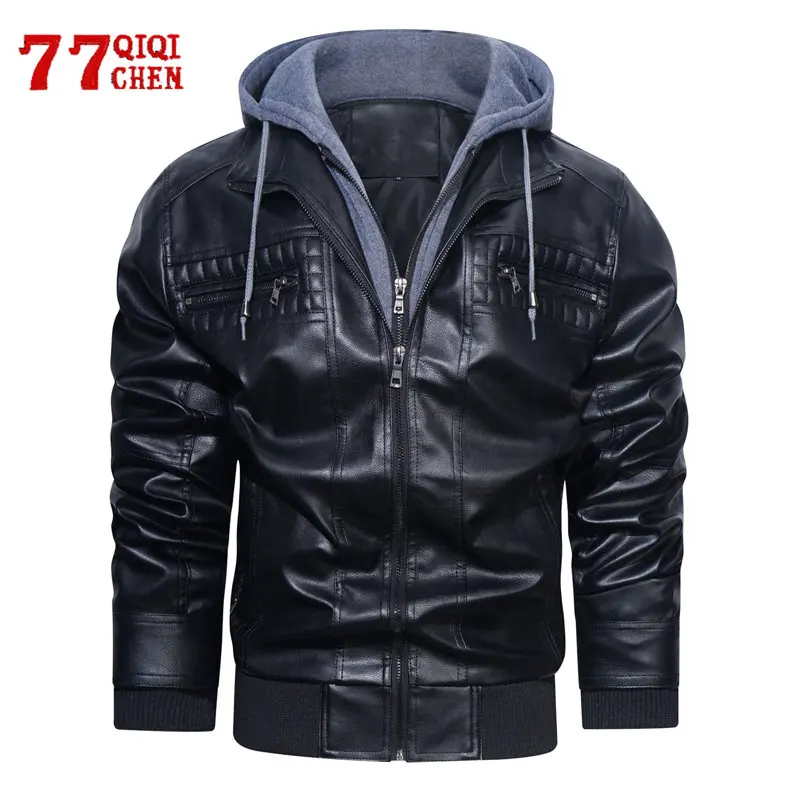 Men Faux Leather Jacket Vintage Hooded Fake Two Pieces Motorcycle Biker Jackets Casual Stand Collar Fleece Waterproof Coat Fall
Men Faux Leather Jacket Vintage Hooded Fake Two Pieces Motorcycle Biker Jackets Casual Stand Collar Fleece Waterproof Coat Fall