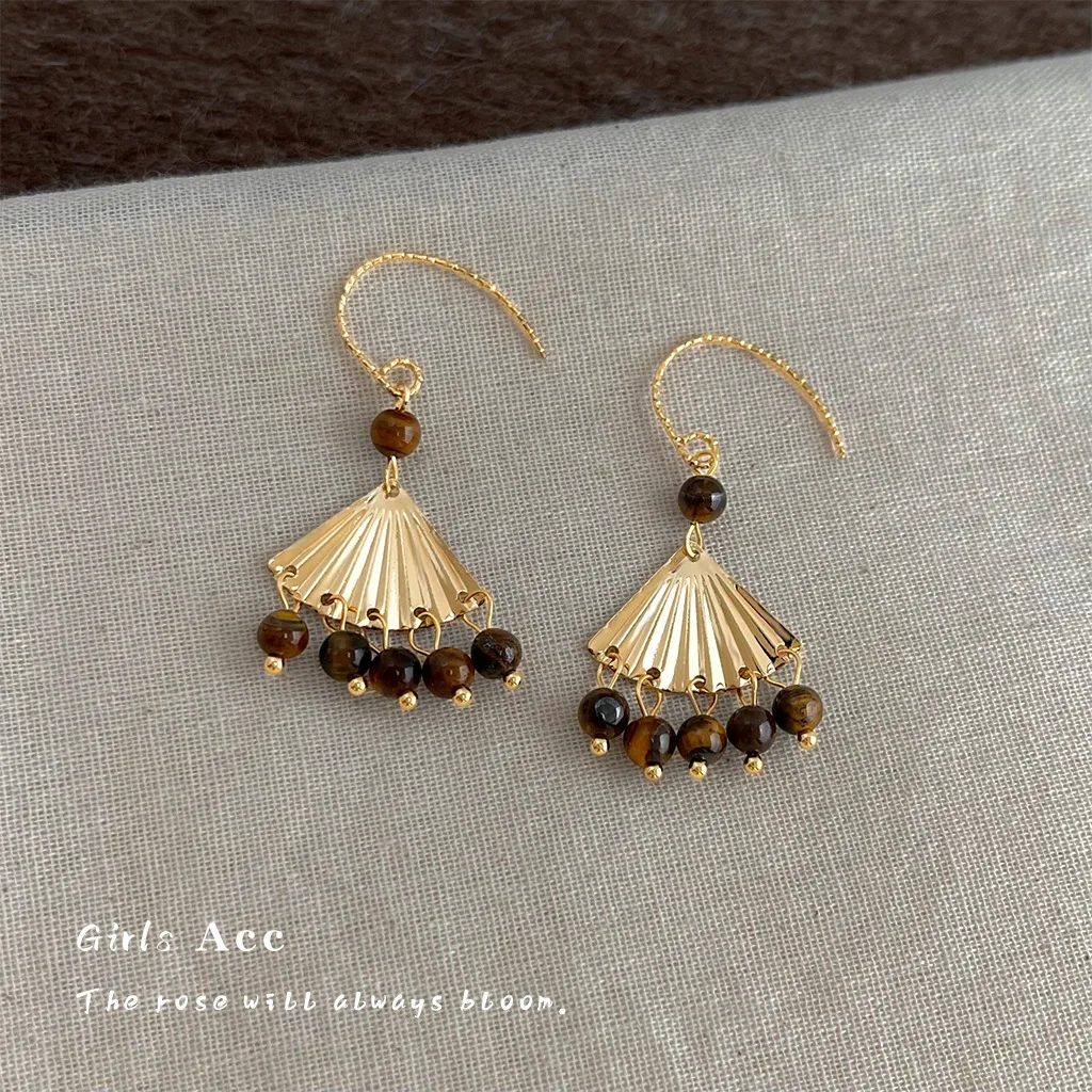 Chinese Style Handmade Women Dangle Earrings Vintage Maillard Tiger Eye Natural Stone Fan Tassel High End Ethnic Ear Jewelry
Chinese Style Handmade Women Dangle Earrings Vintage Maillard Tiger Eye Natural Stone Fan Tassel High End Ethnic Ear Jewelry