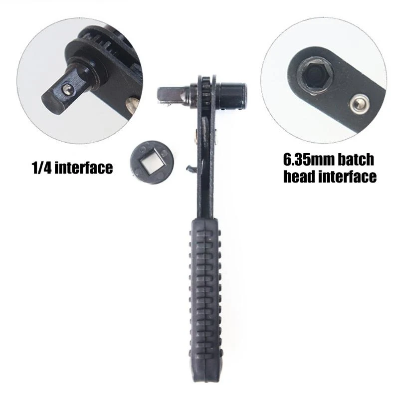 M76D 1/4Inch Ratchet Quick Release Ratchet Wrench 1/4 Ratchet Handle Ratchet Combination Wrench Hand Tool For Home