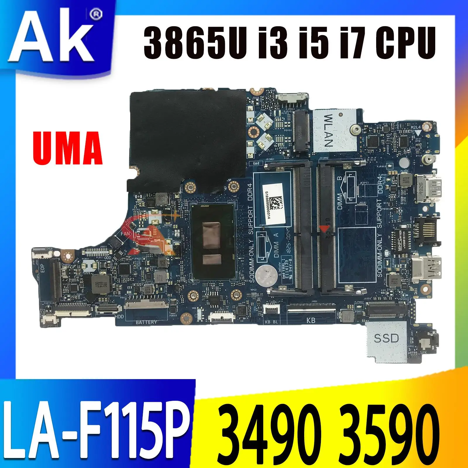 Материнская плата для ноутбука DELL Inspiron 3490 3590 LA-F115P 0P6JPD 09XJTY 09J1XM 0K6KNT I3 I5 6/7/8 DDR4, материнская плата для ноутбука
Материнская плата для ноутбука DELL Inspiron 3490 3590 LA-F115P 0P6JPD 09XJTY 09J1XM 0K6KNT I3 I5 6/7/8 DDR4, материнская плата для ноутбука
