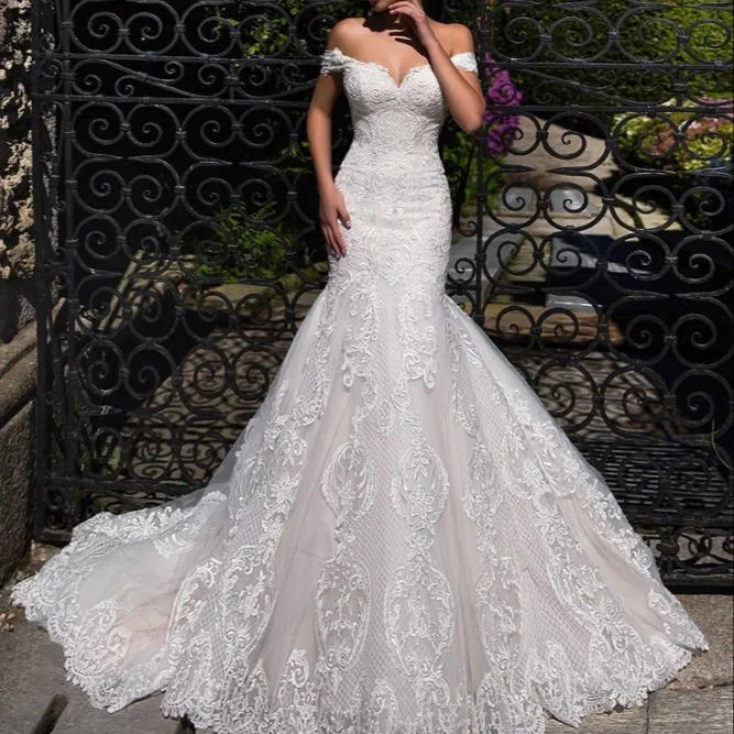 Ruiente Mermaid Wedding Dresses Boat Neck Wedding Party Dress With Brush Train High-end Lace Wedding Gowns Customized 2026
Ruiente Mermaid Wedding Dresses Boat Neck Wedding Party Dress With Brush Train High-end Lace Wedding Gowns Customized 2026