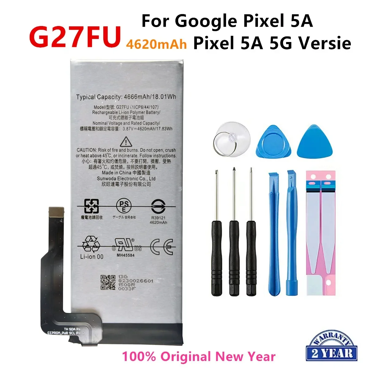 100% Orginal G27FU 4620mAh Replacement Battery For Google Pixel 5A /Pixel 5A 5G Versie Genuine Latest Phone Batteries+Tools Kits
100% Orginal G27FU 4620mAh Replacement Battery For Google Pixel 5A /Pixel 5A 5G Versie Genuine Latest Phone Batteries+Tools Kits